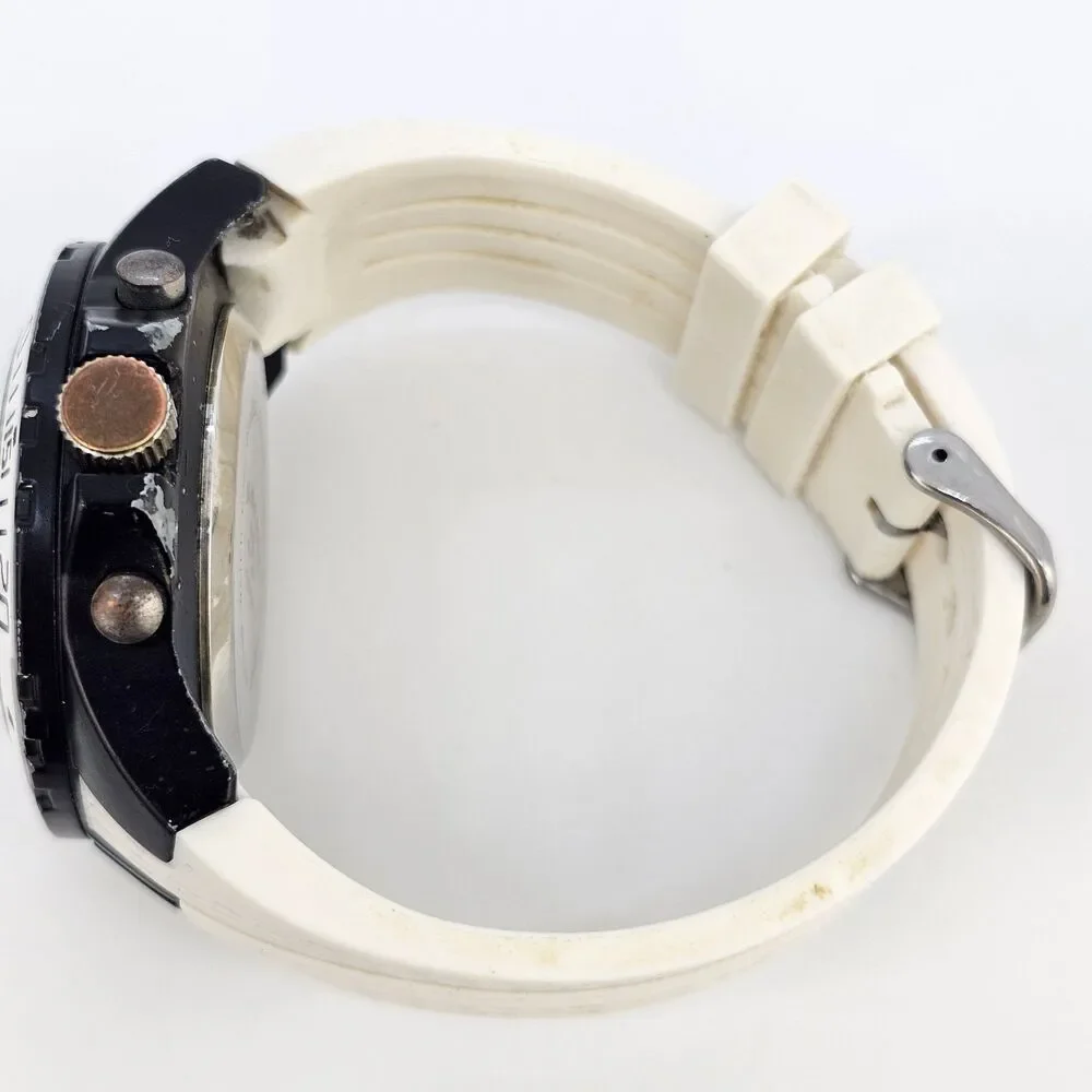 US POLO ASSN Men's Watch Digital Analog 48MM White‎ Platic Bands New Battery